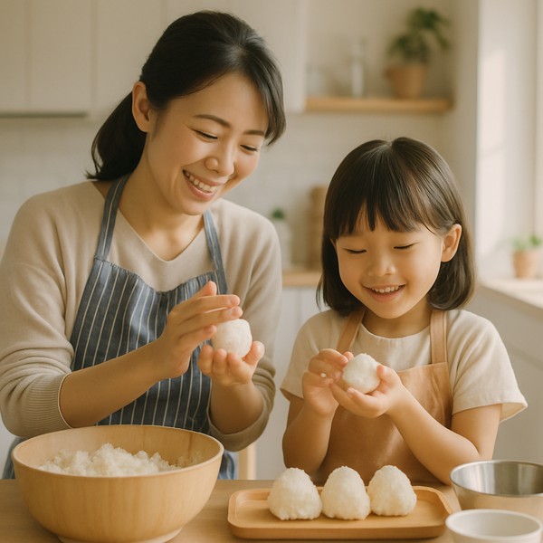 親子で料理を楽しむ様子